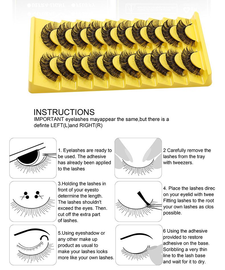 New 10 Pairs Of Boxed False Eyelashes Natural Soft Thick Eyelashes Artificial Chemical Fiber Eyelashes_voghion.com