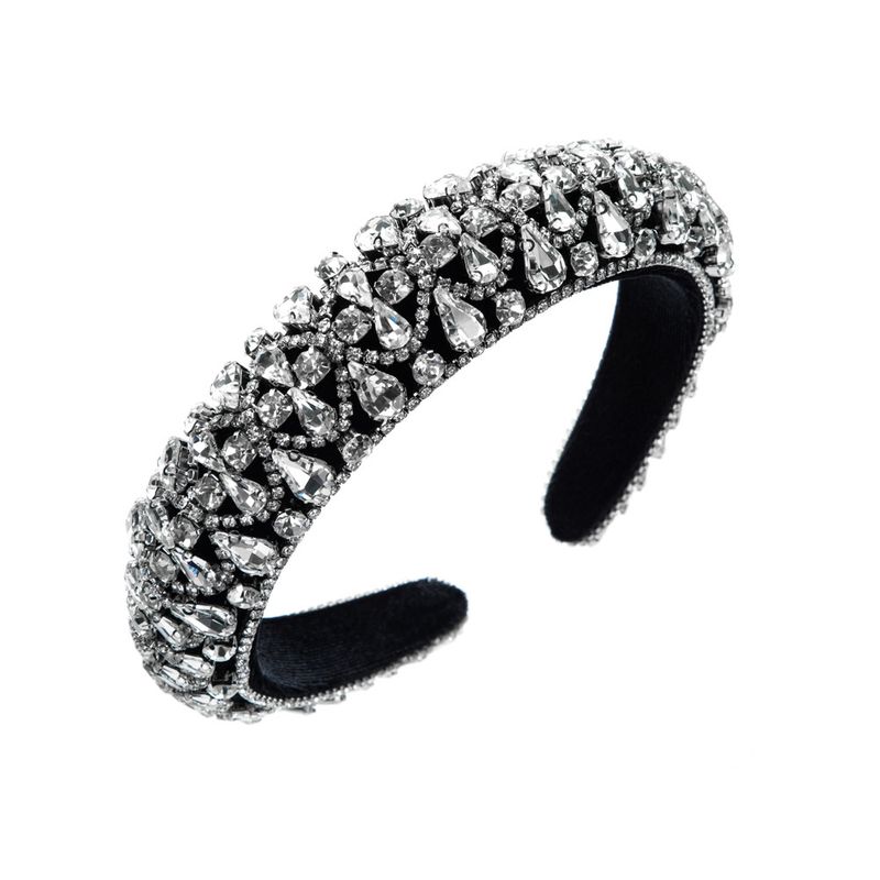 Neuer superfunkelnder Strass mit vielseitigem Temperament, Volldiamant-Stirnband mit breiter Kante für Frauen, barocker hoher Totenkopf_voghion.com