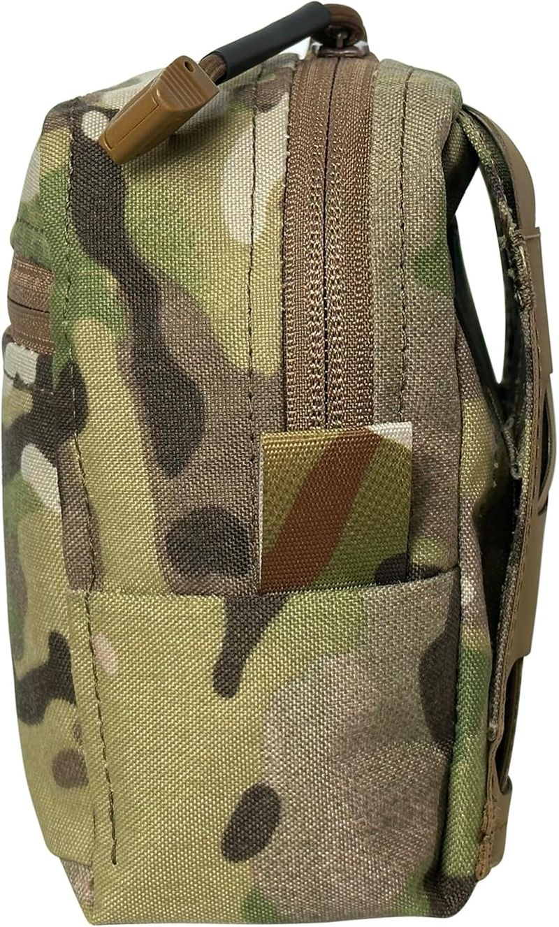 Bolsa tática com zíper duplo YKK, bolsa para acessórios GP inteligente com bolso interno para carregador, alça Molle, nylon 500D de 5,5" x 5,5" x 2,4"_voghion.com