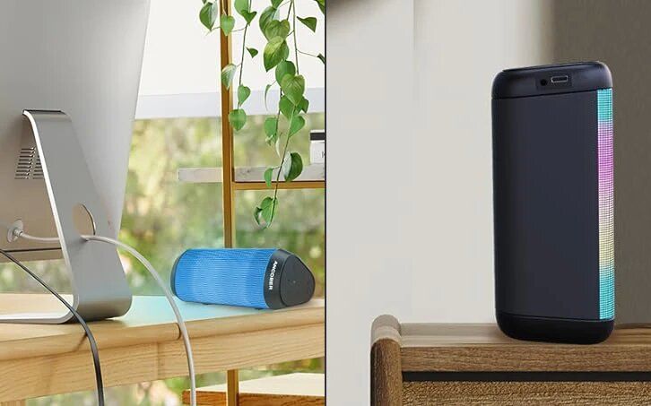 Portable Bluetooth, 15W, AUX, TWS dual pairing, LED light, stereo, Bluetooth 5.3, waterproof, wireless speaker_voghion.com