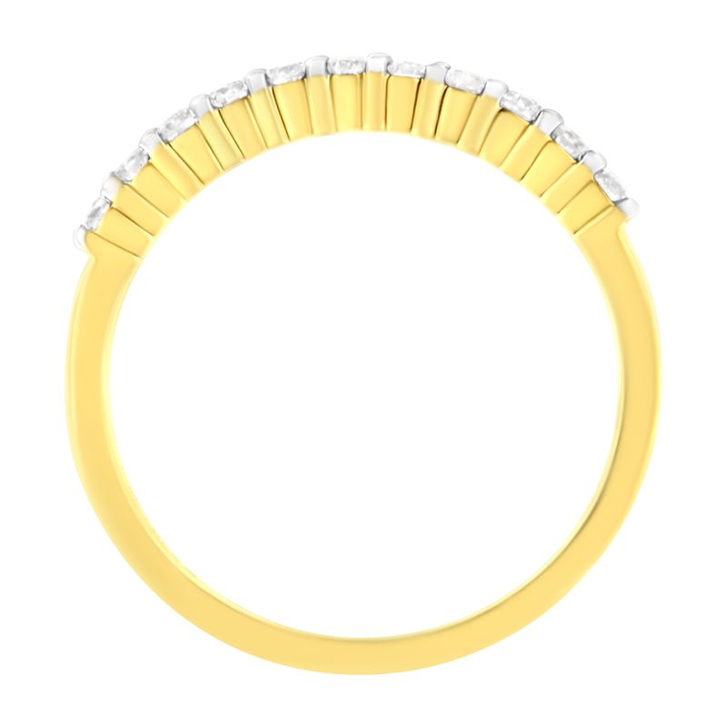 IGI Certified 1/4 Cttw Diamond 10K Yellow Gold Prong Set Fluted Band Style Ring (I-J Color, I2-I3 Clarity)_voghion.com