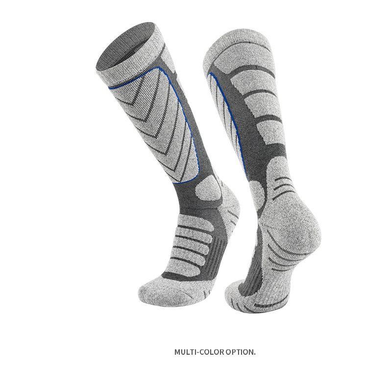 Profesjonalne skarpetki narciarskie dla dorosłych, mężczyzn i kobiet, grube, bawełniane, długie, pochłaniające pot, ciepłe na zimę._voghion.com