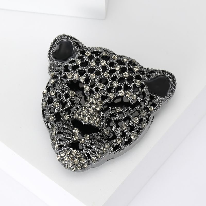 Fashion Rhinestone Leopard Head Alloy Accessory Versatile Animal Pin Brooch_voghion.com