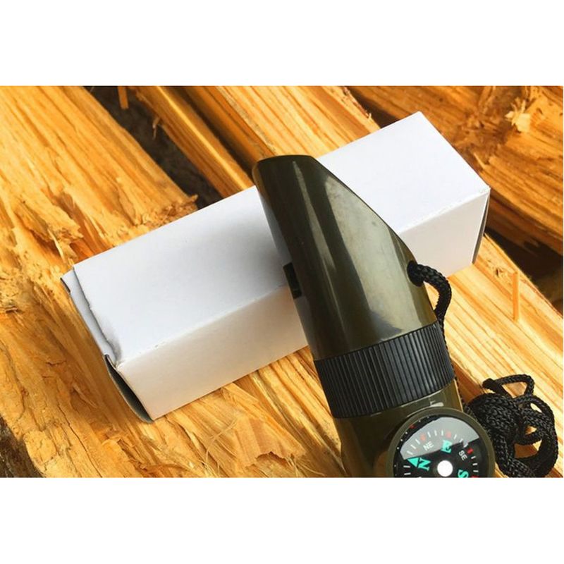 Outdoor Camping Multifunctionele Survival Reddingsfluit LED-licht Thermometer Kompas_voghion.com