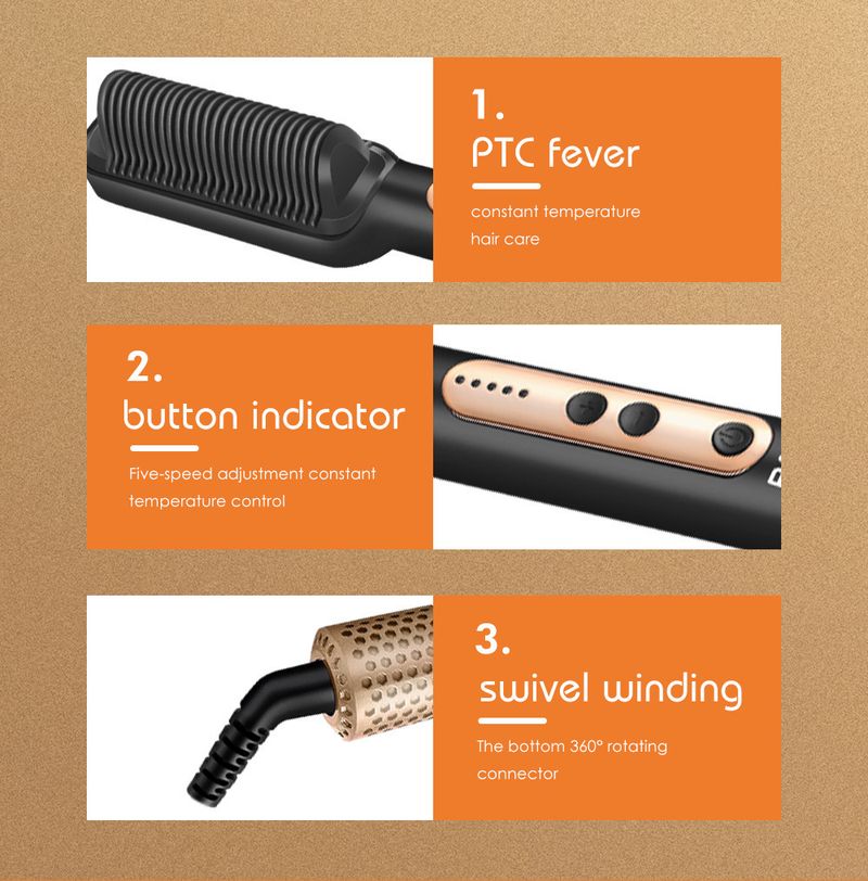 RAF Negative Ion Straightening Brush - No Damage Electric Hair Iron Easy To Use For Home_voghion.com