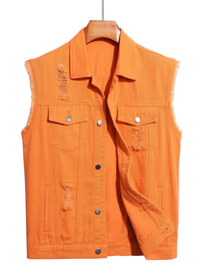 Men's Clothing New Style Trendy Fashion Denim Vest Simple And Versatile Casual Denim Jacket_voghion.com