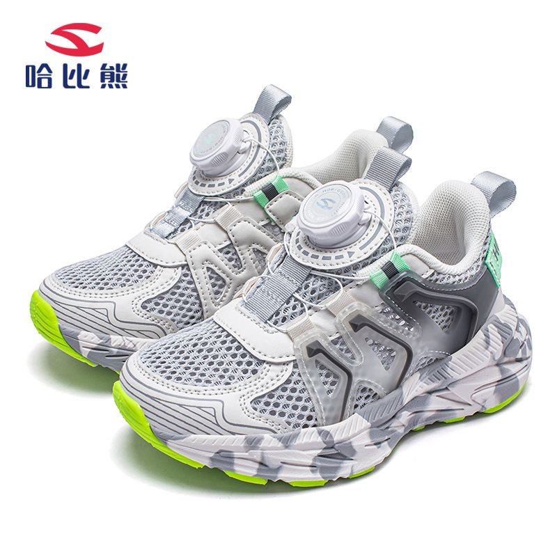 Habibear - Zapatillas deportivas de malla simple con hebilla giratoria para niños y niñas, versátiles, informales, para correr y al aire libre, de verano_voghion.com
