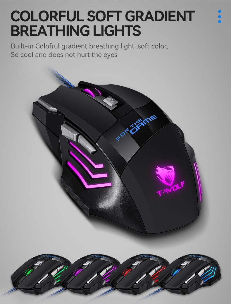 Souris d'ordinateur de bureau lumineuse et colorée USB Lei Lang_voghion.com