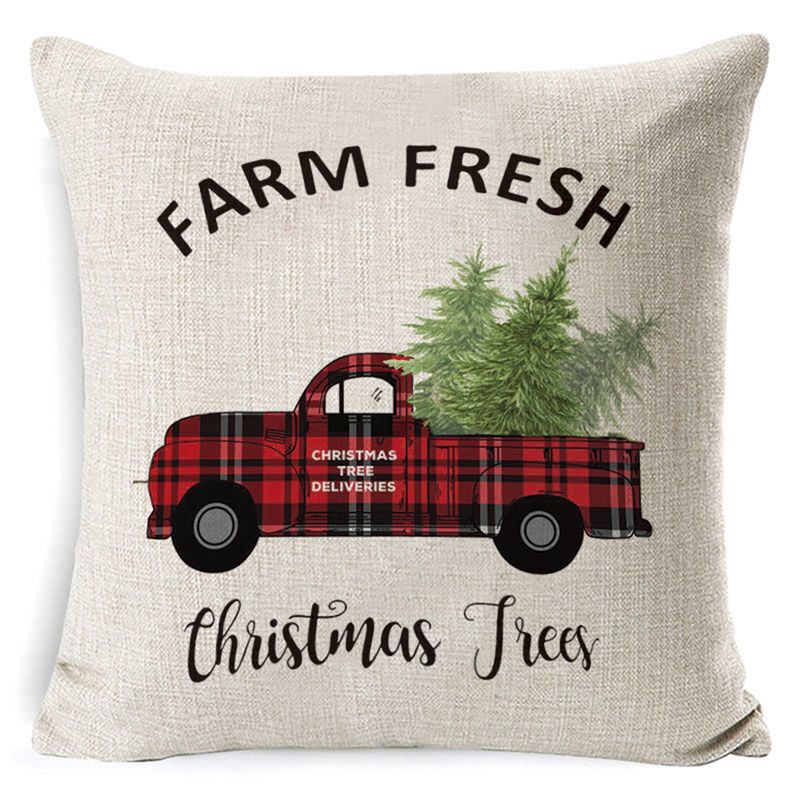 Christmas pillowcase linen cushion short plush sofa pillow festival pillowcase_voghion.com
