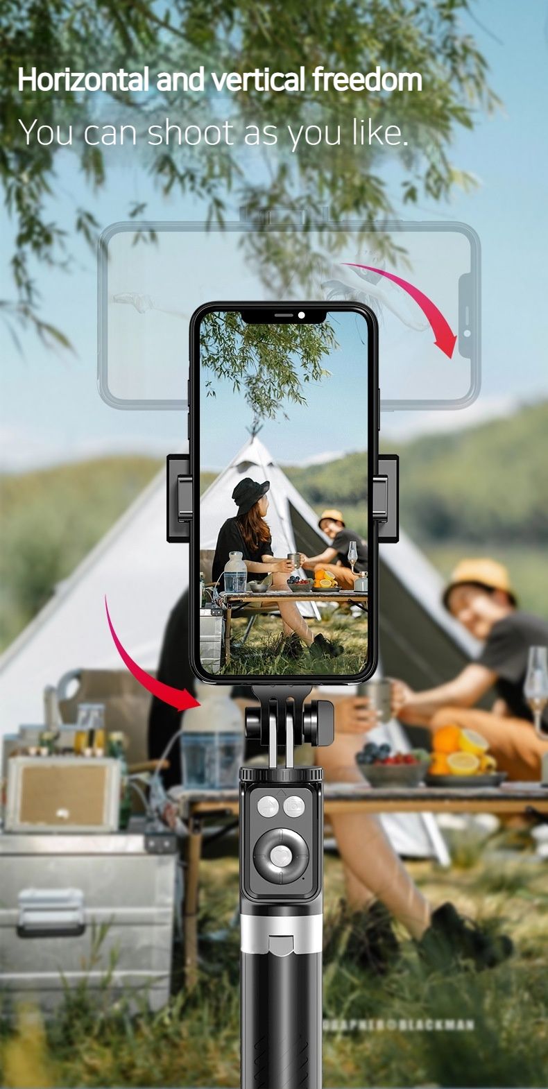 Télécommande 1,65 m Support Diffusion Bureau Trépied intégré Perche à selfie Bluetooth Extérieur Prendre une photo_voghion.com