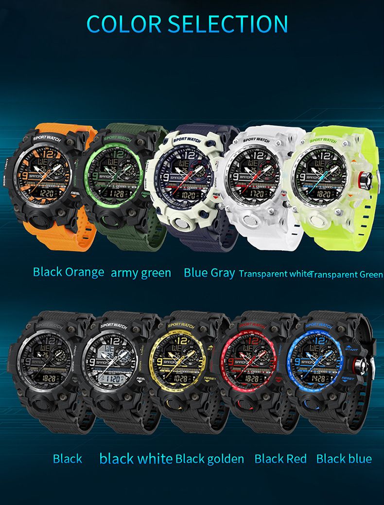 Trendy Digital Sports Watch For Men & Students - Waterproof, Multifunction, LED Backlight, Stopwatch, Alarm Waterproof Multifunctional Watch_voghion.com