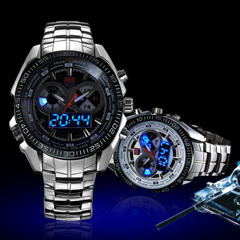 Men's Watches Men's Sports Double-display Electronic Watch Alarm Clock Luminous Shi Ying Waterproof Watch_voghion.com