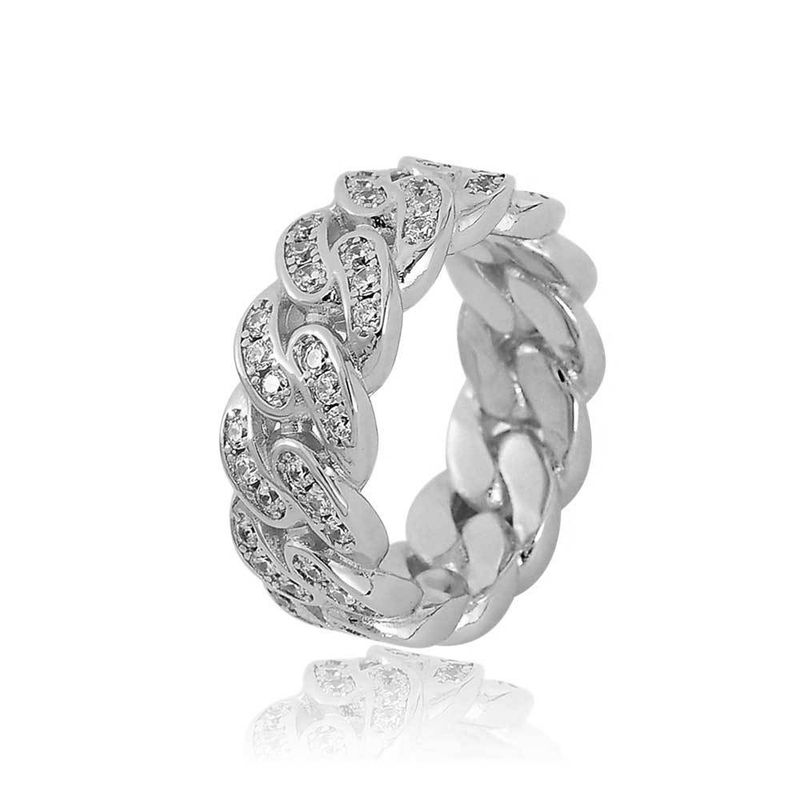 Anello da uomo Hip Hop placcato oro vero con zircone cubano a fila singola da 8 mm_voghion.com