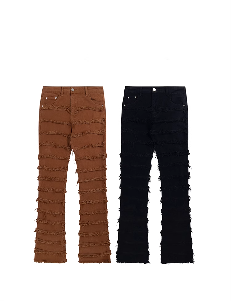 Men's  and womenCross-border washed jeans for  in spring and autumn American retro raw edge design loose straight wide-leg floor mopping pants_voghion.com