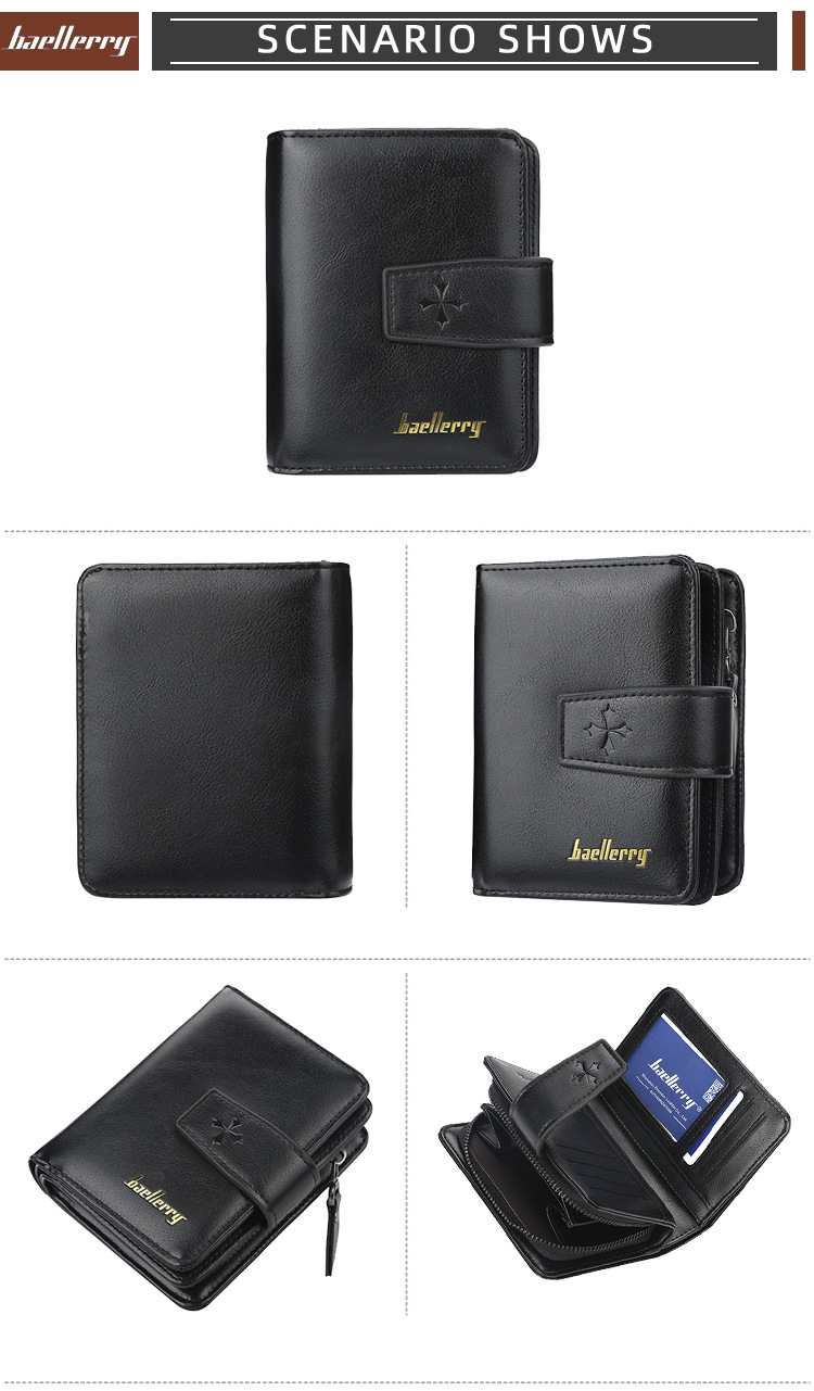 Wallet Men's Short Multi-functional Vertical Zipper Coin Wallet Multi-card Soft Leather Wallet_voghion.com