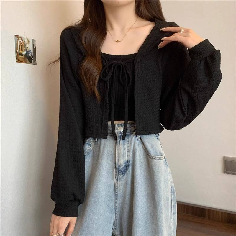 Chaleco tipo blusa de seda fina de verano para mujer, chaqueta corta de talla grande con capa y protección solar, cárdigan_voghion.com