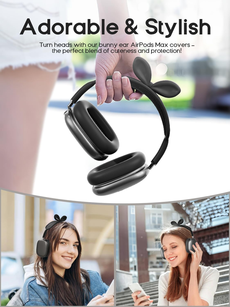 Silikon-Schutzhülle für AirPods Max, süße Hasenohren, transparente TPU-Ohrmuscheln, Silikon-Ohrpolsterabdeckungen, kratzfest, gegen Fingerabdrücke, passend für AirPods Max_voghion.com