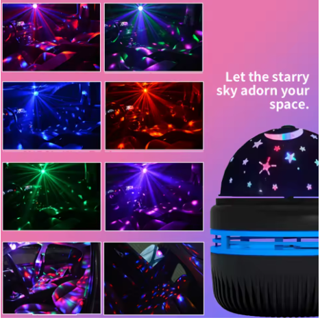 Proyector LED de estrellas y galaxia, luces nocturnas, proyector de cielo estrellado, iluminación navideña con rotación automática, 5 V, USB, para habitación, dormitorio, decoración del hogar_voghion.com
