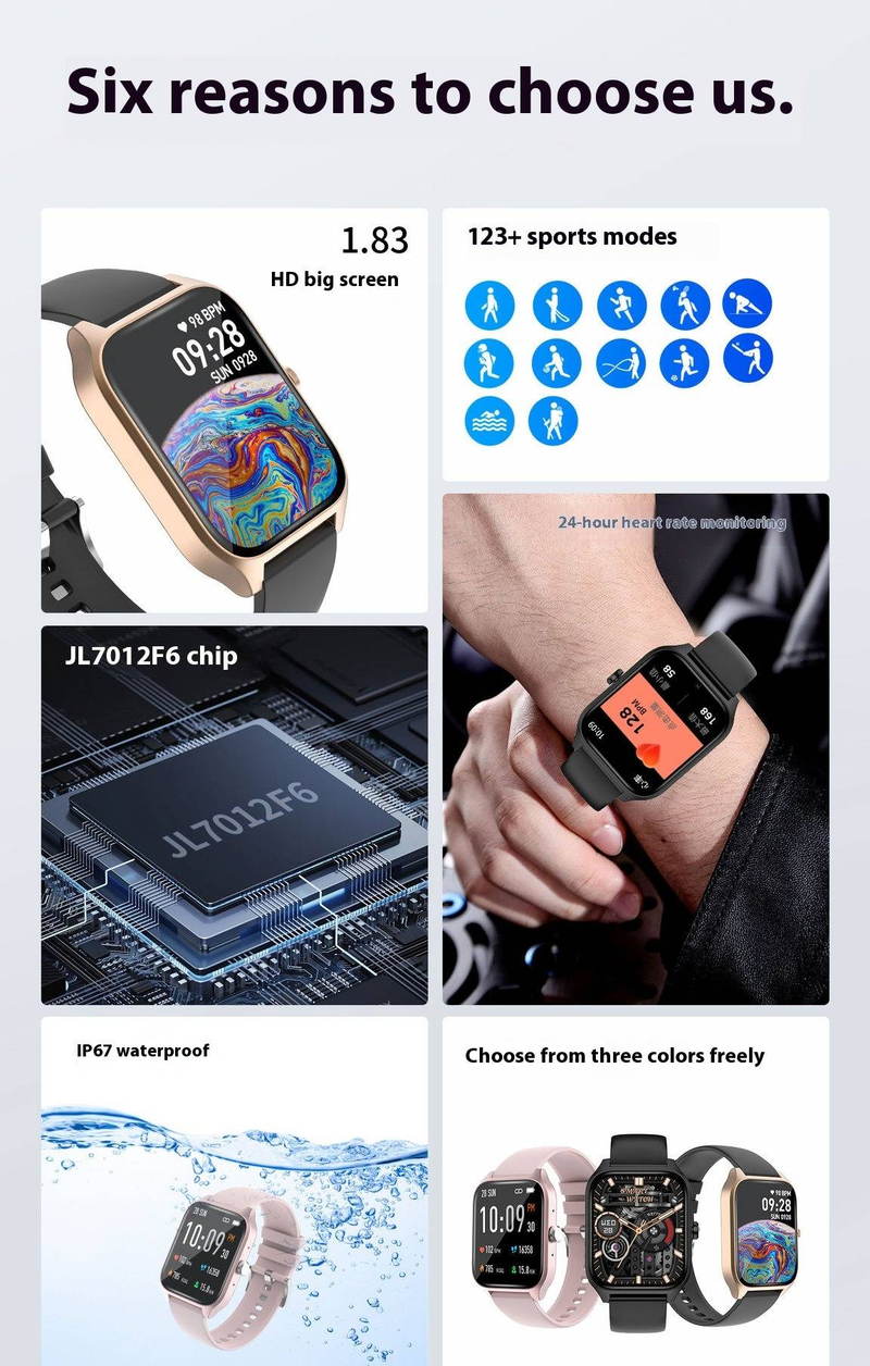 2024 New Smart Watch With Heart Rate Monitor, Fitness Tracker, Bluetooth Call, Sleep Tracking, Waterproof & Long Battery Life - Compatible With IOS_voghion.com