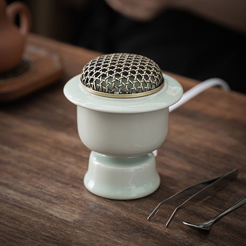 Bruciatore di incenso elettrico ad alta temperatura Celadon, riscaldamento con regolazione della temperatura temporizzata, bruciatore di aromi elettronico specializzato da 110 V_voghion.com