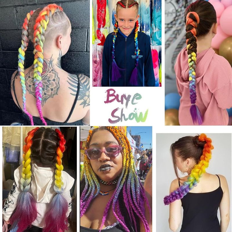 African laser silk wig Colored dreadlocks Hair rope Gradient chemical fiber big braid Hip Hop dreadlocks hair braid_voghion.com