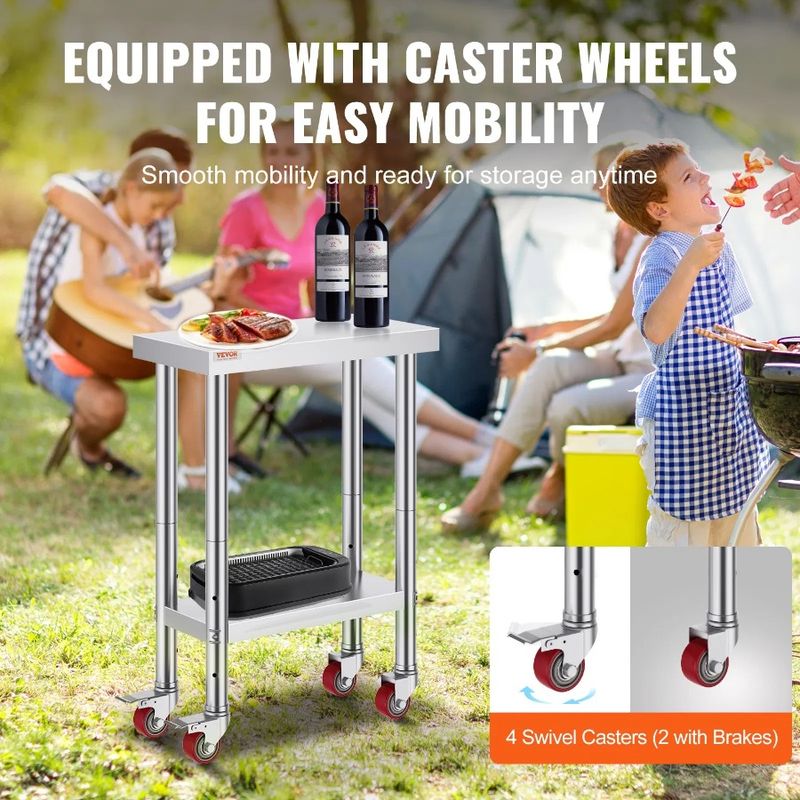 Casters Commercial 12 Heavy With Work Kitche For Work X With Table Inch Table Steel X Stainless 32 24 4 Wheels Prep Table Duty_voghion.com