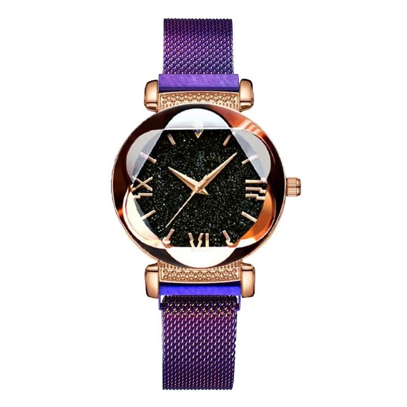 Relógios femininos Magnet Star Roman Relógio feminino Magnet Rhinestone Relógio feminino Pulseira Conjunto Presente Acessórios para relógios_voghion.com