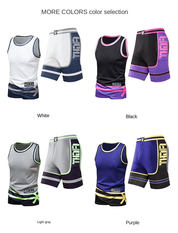 Sportpak Heren zomer hardloopkleding snel drogend T-shirt met korte mouwen Losse ijszijde speel trainingskleding Europees en Amerikaans stijl pak_voghion.com