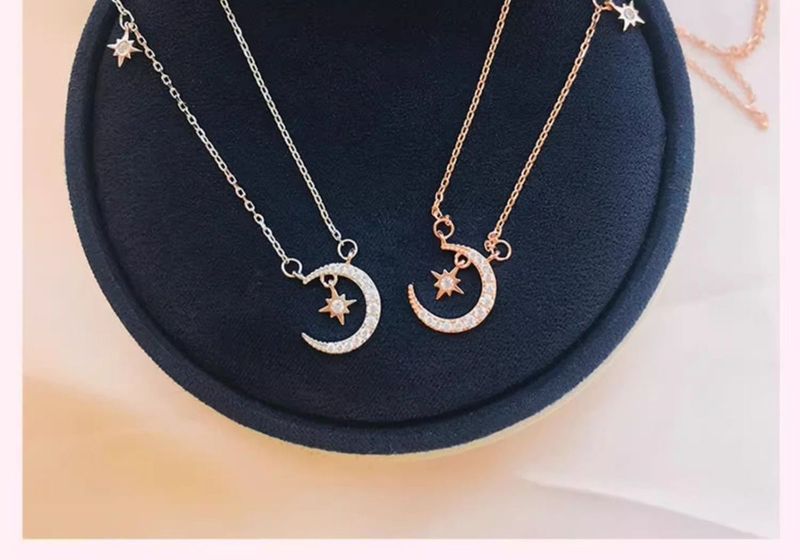 Sterling Silver Moon Necklace Accessories Women, Light Luxury, Niche, High-End Feel, New Style, Best Friend Birthday_voghion.com