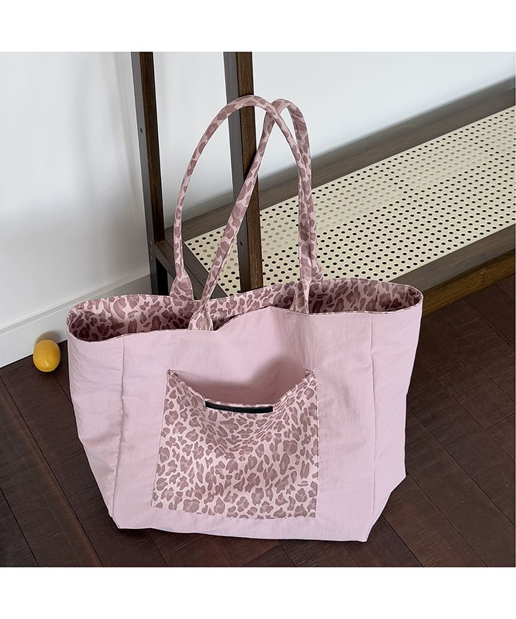 Borsa tote da donna con stampa leopardata, elegante, reversibile, con interno spazioso, per lavoro, spostamenti e uso quotidiano. Borsa a tracolla, borsa tote da viaggio._voghion.com