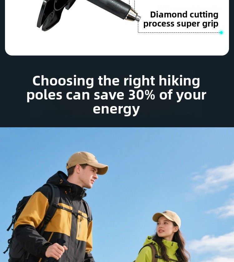 KILIMA Qilima Bastoncino da trekking in fibra di carbonio pieghevole robusto leggero escursionismo neve montagna unisex esterno portatile_voghion.com