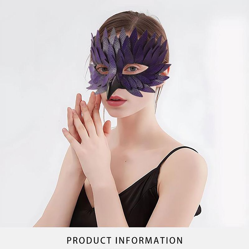 Halloween High-end Half-face Leather Feather Bird Beak Masquerade Party Mask Costume Prop Bar Fun Adult Version_voghion.com