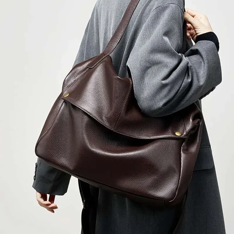 Borse a tracolla grandi e morbide in vera pelle di vacchetta Burminsa per donna 2025, borsa a tracolla grande firmata da donna_voghion.com