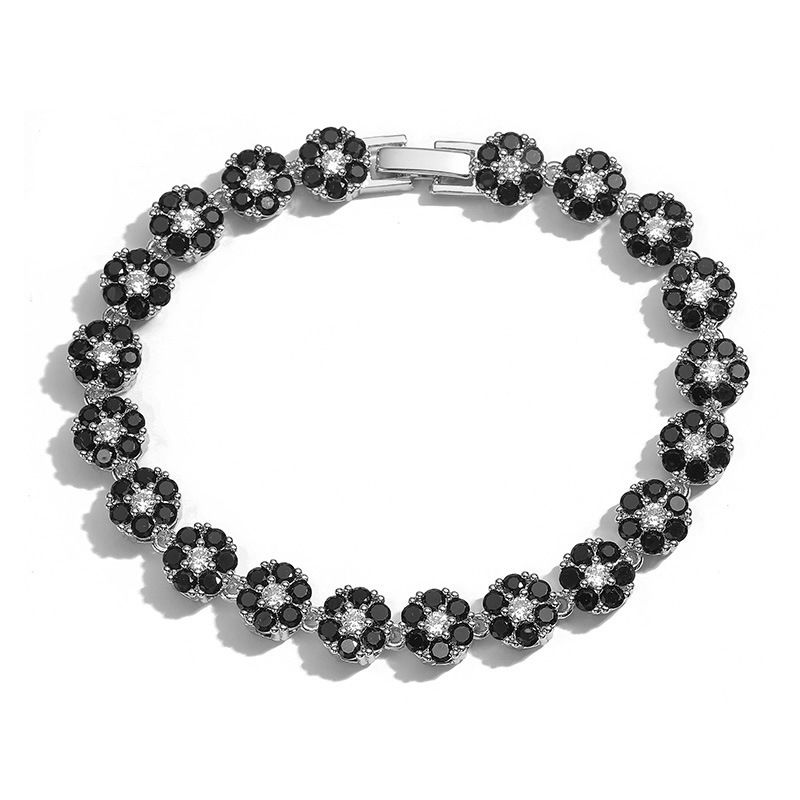 Set di gioielli da donna - Elegante collana con ciondolo floreale e bracciale con pietre di zirconia, pezzi alla moda da indossare tutti i giorni in oro e argento_voghion.com