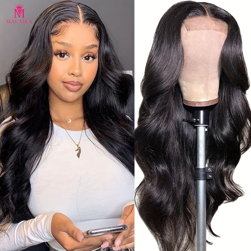 Pelucas delanteras de encaje Cabello humano 13x4 Pelucas con cierre de encaje Pelucas de cabello humano ondulado para mujeres negras Cabello 180% Densidad Pre arrancado con cabello de bebé Color natural_voghion.com