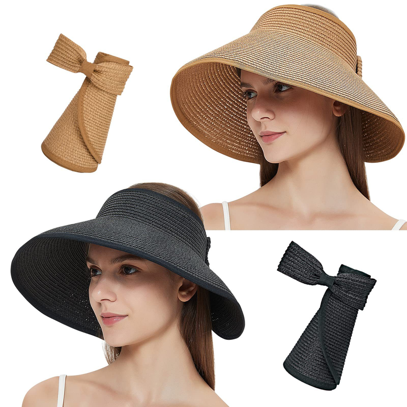 Faltbarer Strandsonnenhut für Damen im Freien mit Sonnenschutz, breitkrempiger Sonnenhut, verstellbarer Strandhut für den Sommer_voghion.com