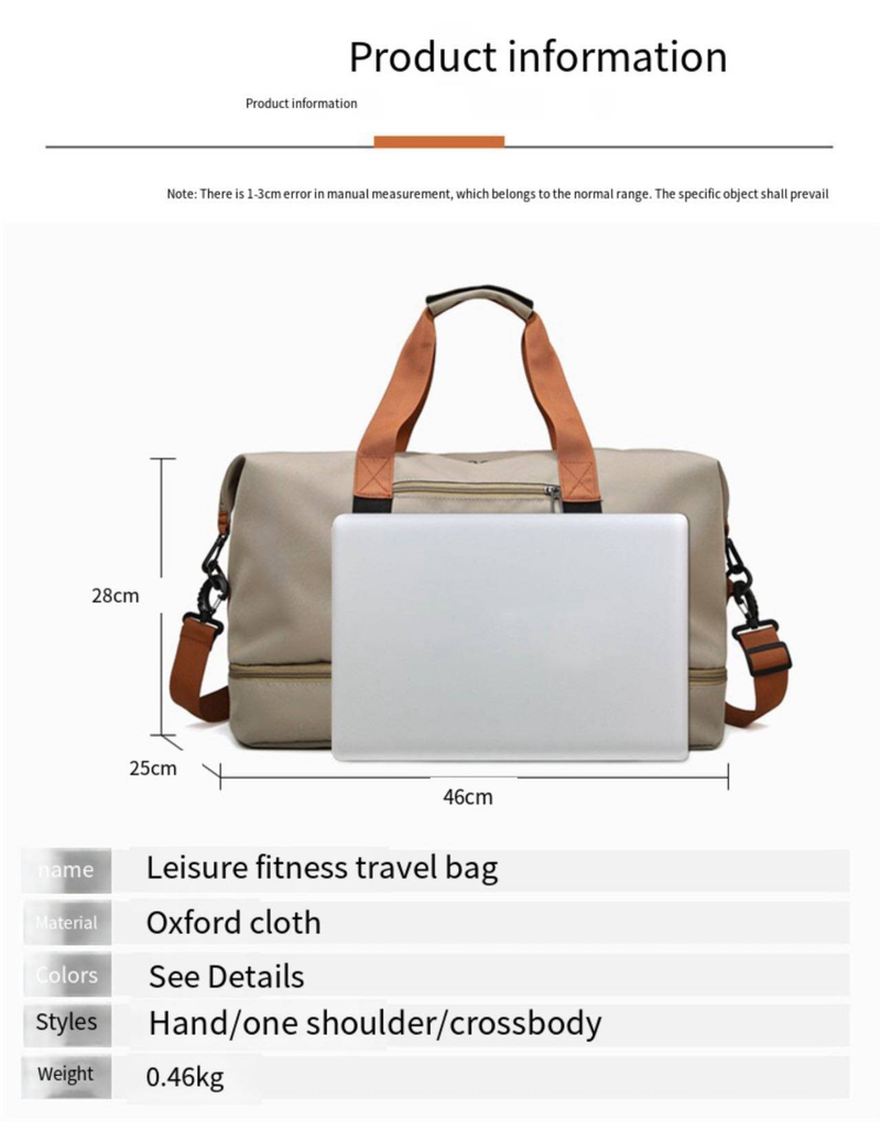 Sporttas voor dames met scheiding voor natte en droge spullen, opbergruimte voor schoenen, waterdichte reistas voor de sportschool, zwemmen, yoga en sport._voghion.com