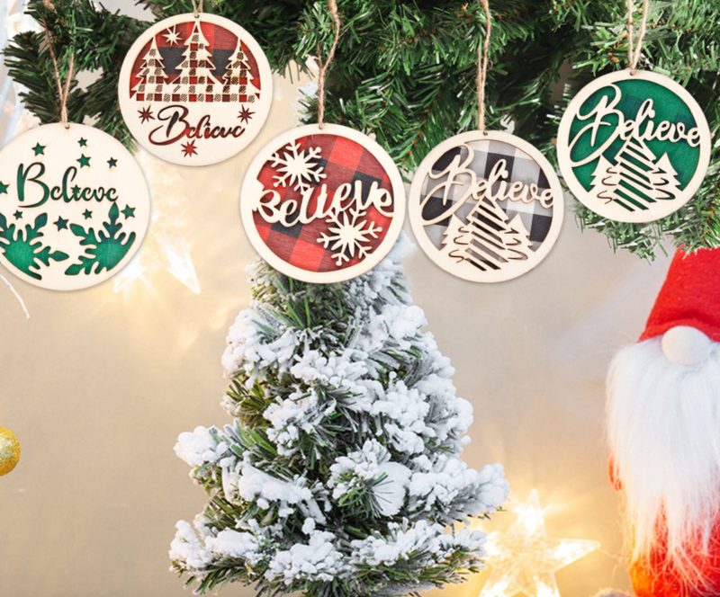 Ciondolo per targa in legno per porta di Natale Decorazione per interni Decorazione per feste Decorazioni natalizie Ornamento da appendere con piatto in legno_voghion.com