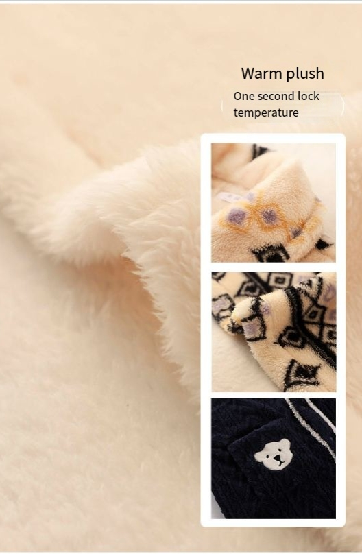 çift mercan polar pijama orta uzunlukta sıcak artı kadife kalınlaştırılmış flanel erkek ev kıyafetleri_voghion.com