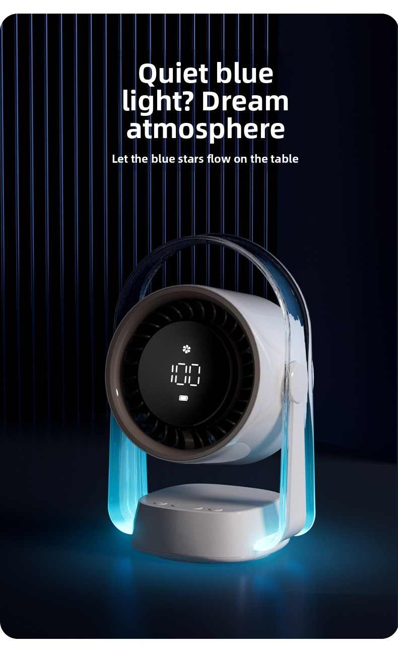 100-Speed 3D Floating Desk Fan - Turbo Cooling With Digital Display USB Rechargeable & Adjustable For Home/Office Use_voghion.com