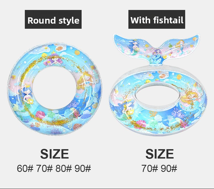 Mermaid Inflatable Pool Float - Thickened Eco-Friendly PVC Swim Ring With Glitter Scales (Non-Toxic Includes Repair Patch & Carry Bag)_voghion.com