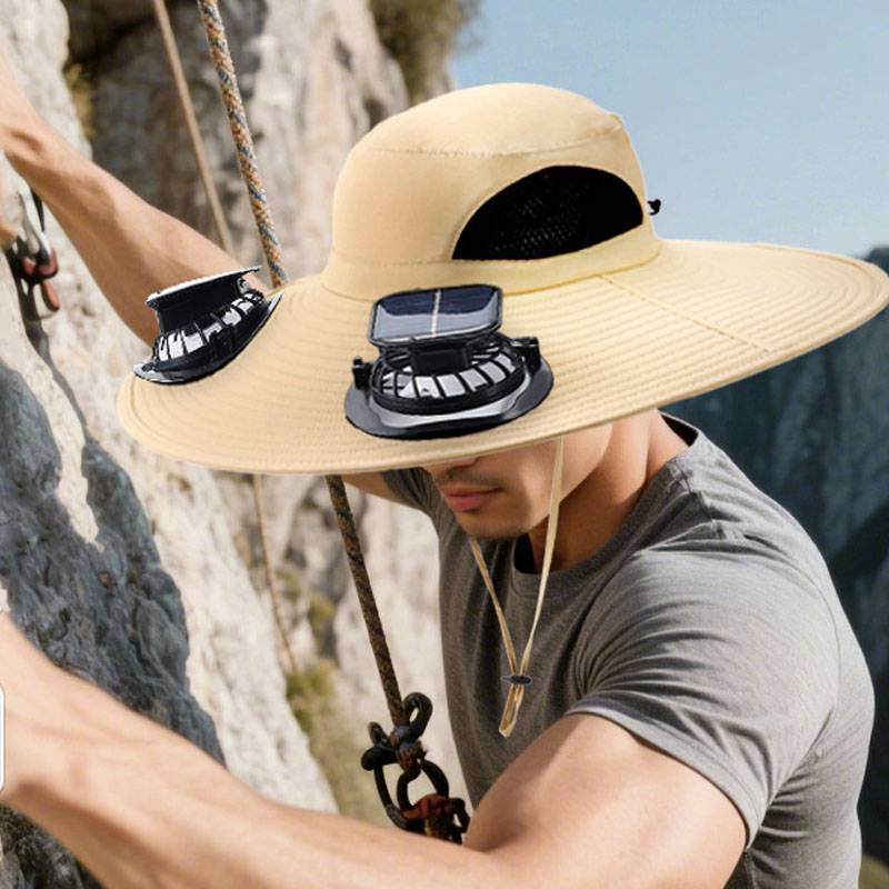 Chapeau pare-soleil à énergie solaire pour homme, chapeau de randonnée et de pêche d'été, chapeau de protection solaire respirant à séchage rapide_voghion.com