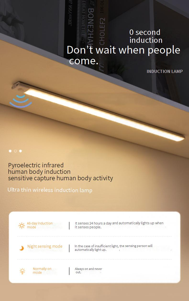 Ultra-Slim Smart Motion-Activated LED Cabinet Light - Magnetic Rechargeable 3-Color Dimmable Lighting For Wardrobe, Kitchen & Entryway_voghion.com