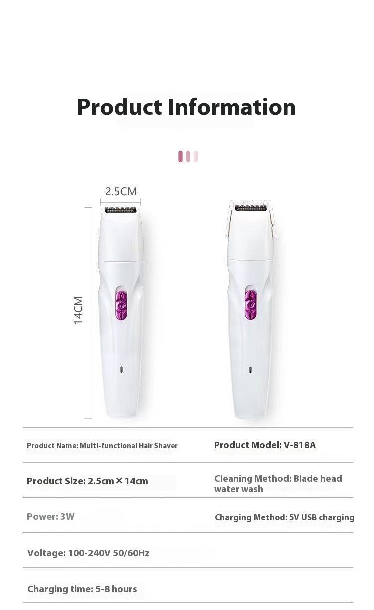 Tagliacapelli elettrico KOMANSI V-818A per donna - Rasoio ricaricabile USB indolore per bikini, ascelle, gambe e corpo intero, impermeabile e portatile_voghion.com