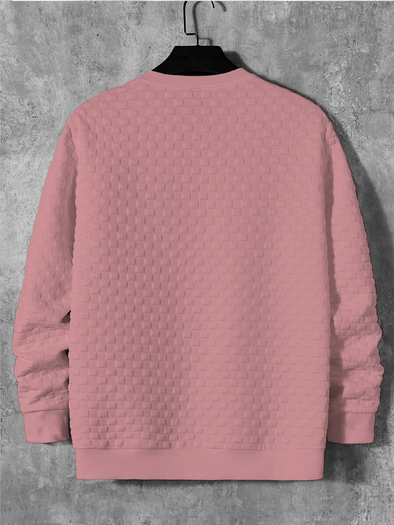 Felpa girocollo casual da uomo in maglia a nido d'ape - Traspirante e confortevole con stile strutturato_voghion.com