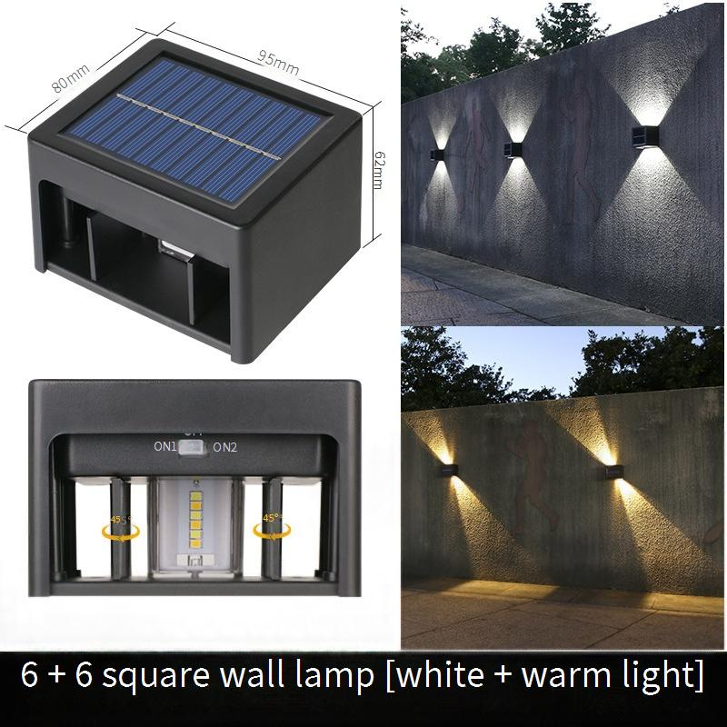 Solar Wall Light Outdoor, 6+6 LED Adjustable Garden Lights With Warm White Light, Waterproof Landscape Lighting For Patio, Yard, Fence, Villa_voghion.com