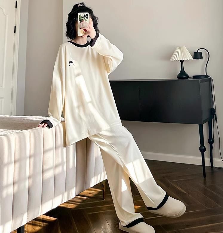 2025 Autumn/winter Home Suit Set, Long Sleeved Sleepwear Set, Can Be Worn Externally, Sports Suit, Long Pants, Casual Cartoon Pullover_voghion.com