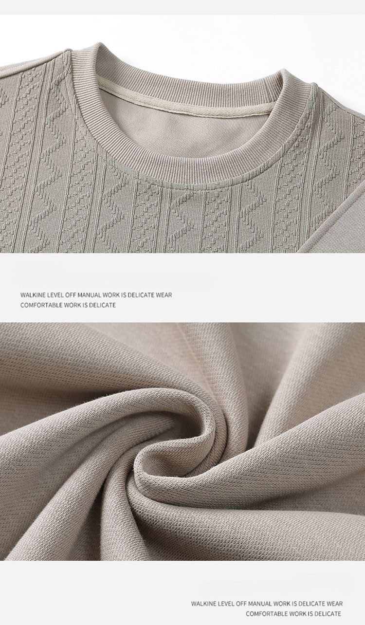 Men's 300GSM Heavyweight Crewneck Sweatshirt – Textured Jacquard & Drop Shoulder (M-XXXXL)_voghion.com