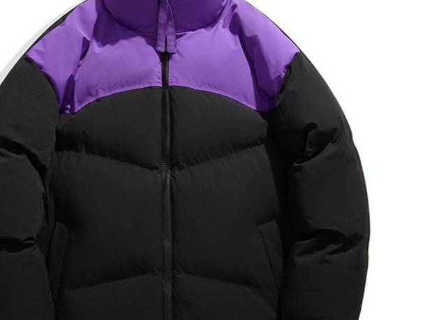 Streetwear Men's Padded Coat – Color Block Quilted Jacket With Stand Collar (M-4XL, Black/Beige/Green/Olive, Polyester Shell & Lining)_voghion.com