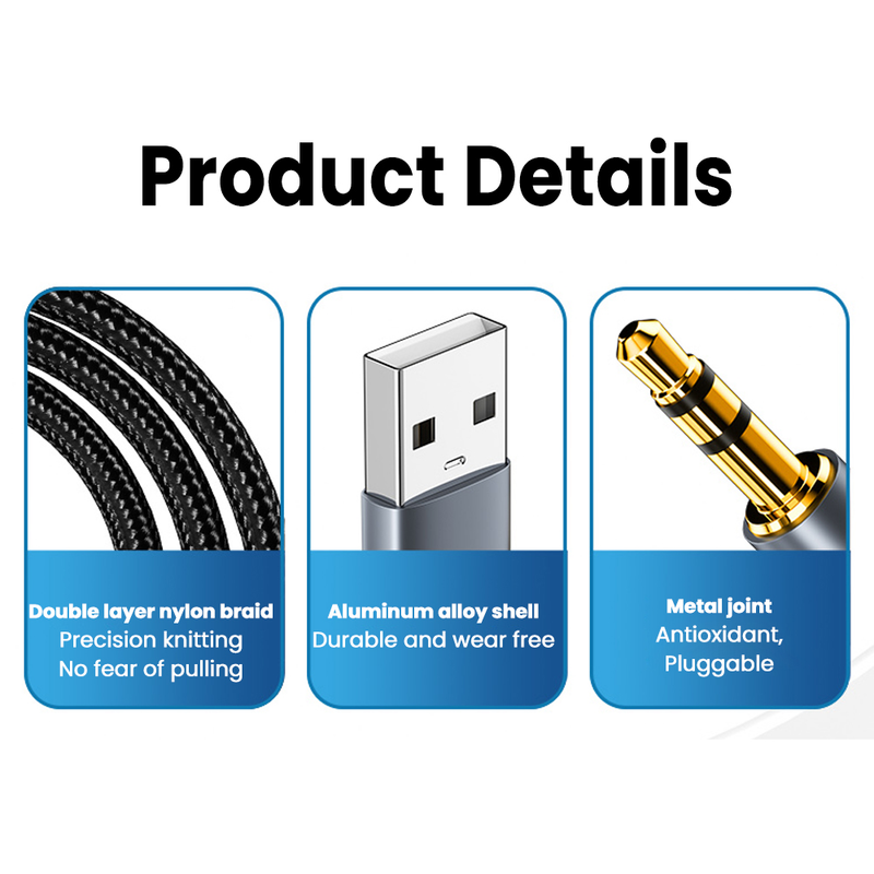 USB to 3.5mm jack Aux cable headphone speaker connection cable sound card audio adapter, suitable for game_voghion.com
